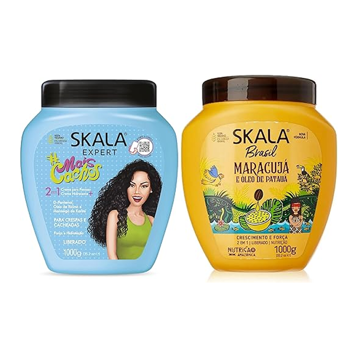 SKALA Hair Type 3ABC - Mais Cachos & Passion Fruit Combo - Hydrate Curls, Eliminate Frizz, For Curly Hair - 2-IN-1 Conditioning Treatment & Cream to Comb