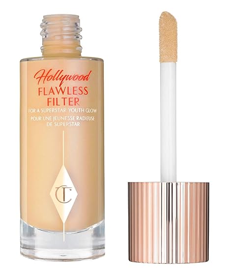 Charlotte Tilbury Mini Hollywood Flawless Filter, Travel Size, 2 Fair - Customizable Face Liquid Makeup Booster, Tinted Primer, Foundation, Highlighter, Moisturizer 6 TAN / DORE