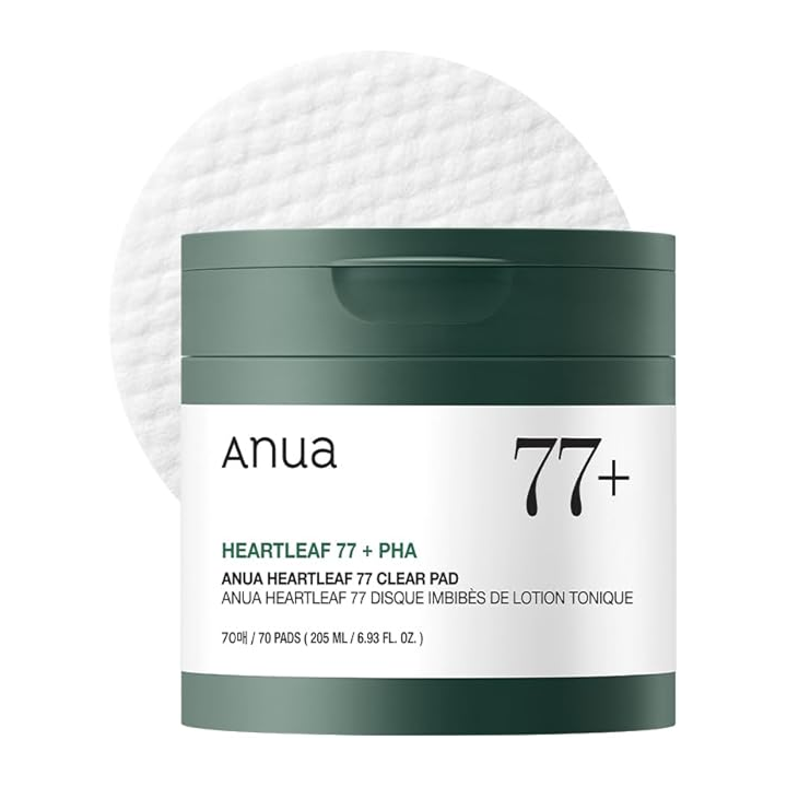 ANUA Heartleaf 77 Toner Pad, Mild Exfoliating Facial Pads for Glass Skin, Hydrating Pore Care for Sensitive Skin, Heartleaf Extract, PHA, Centella, Non comedogenic, Korean Skin Care (70 Pads)