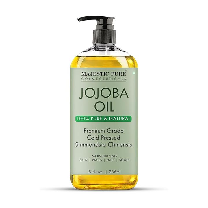 Majestic Pure Organic Jojoba Oil - Large 236 ML | 100% Pure and Natural, Cold-Pressed | Moisturizing for Skin Care, Massage, Hair Care, and to Dilute Essential Oils