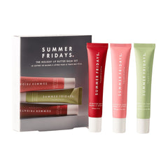 Summer Fridays Holiday Lip Butter Balm Set - Conditioning Vegan Lip Balm for Instant Moisture, Shine & Hydration - Includes Cherry, Sweet Mint & Pink Sugar (3 Count)